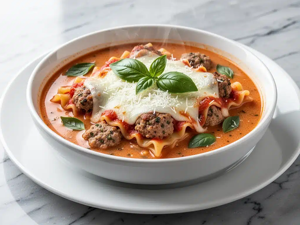 cheesy lasagna soup - featured image
