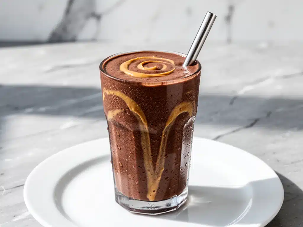 chocolate peanut butter breakfast smoothie - featured image