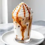 creamy iced vanilla caramel latte - featured image