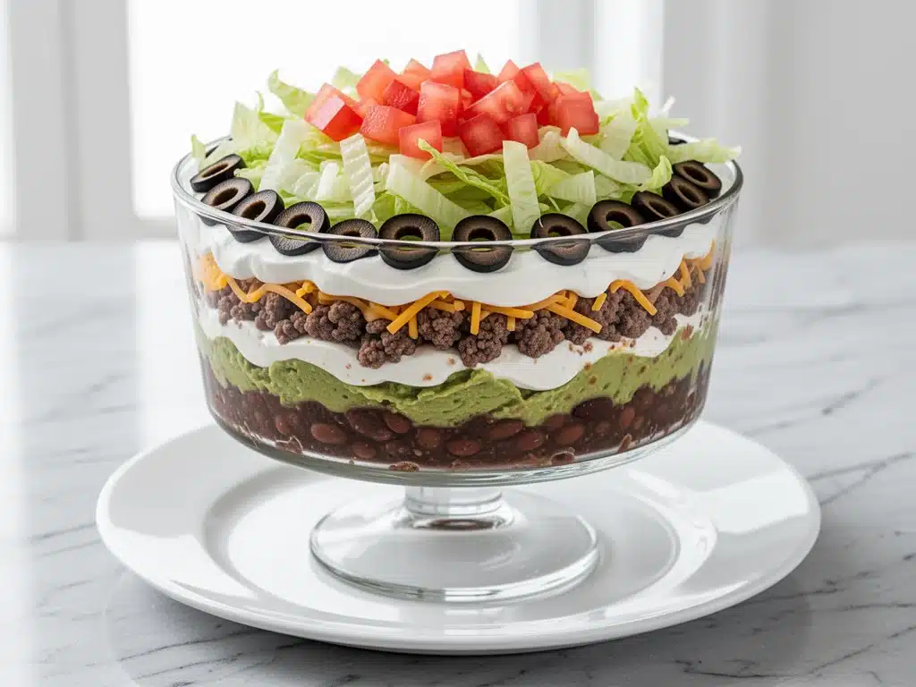 creamy seven layer taco dip - featured image