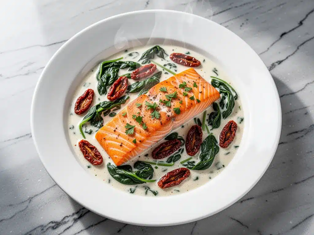 Creamy Tuscan Salmon: Best Easy One-Pan Dinner 4 creamy Tuscan salmon preparation steps