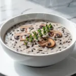 creamy wild rice mushroom soup - featured image