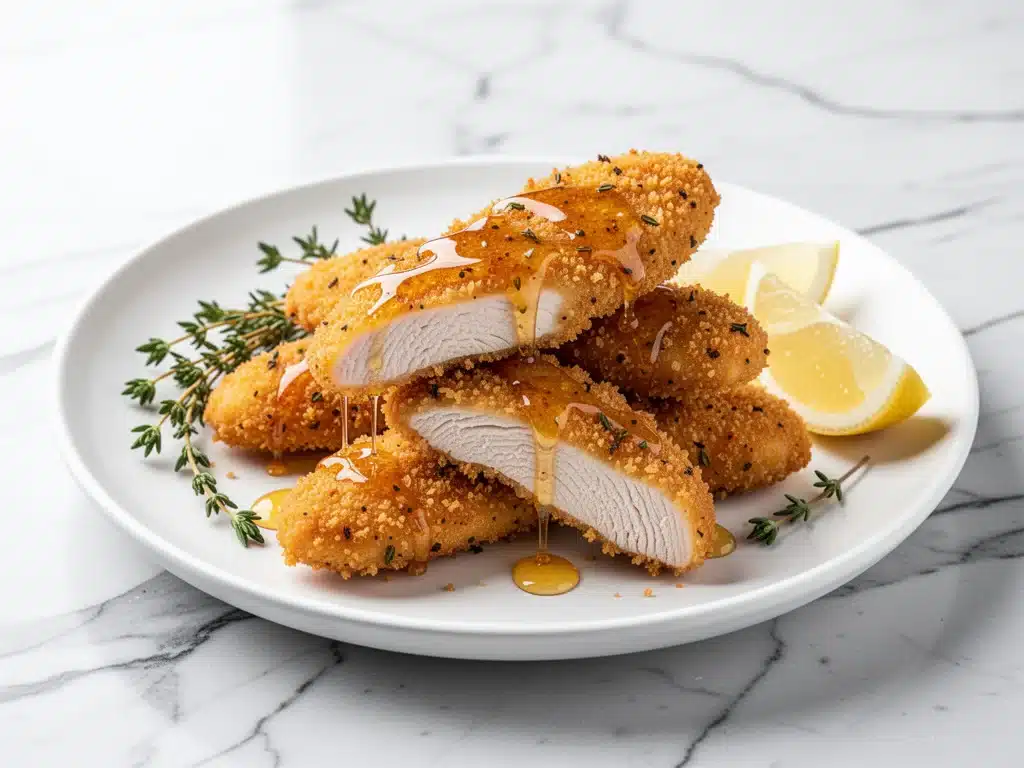 crispy baked honey mustard chicken tenders - featured image