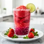 frozen strawberry daiquiri mocktail - featured image