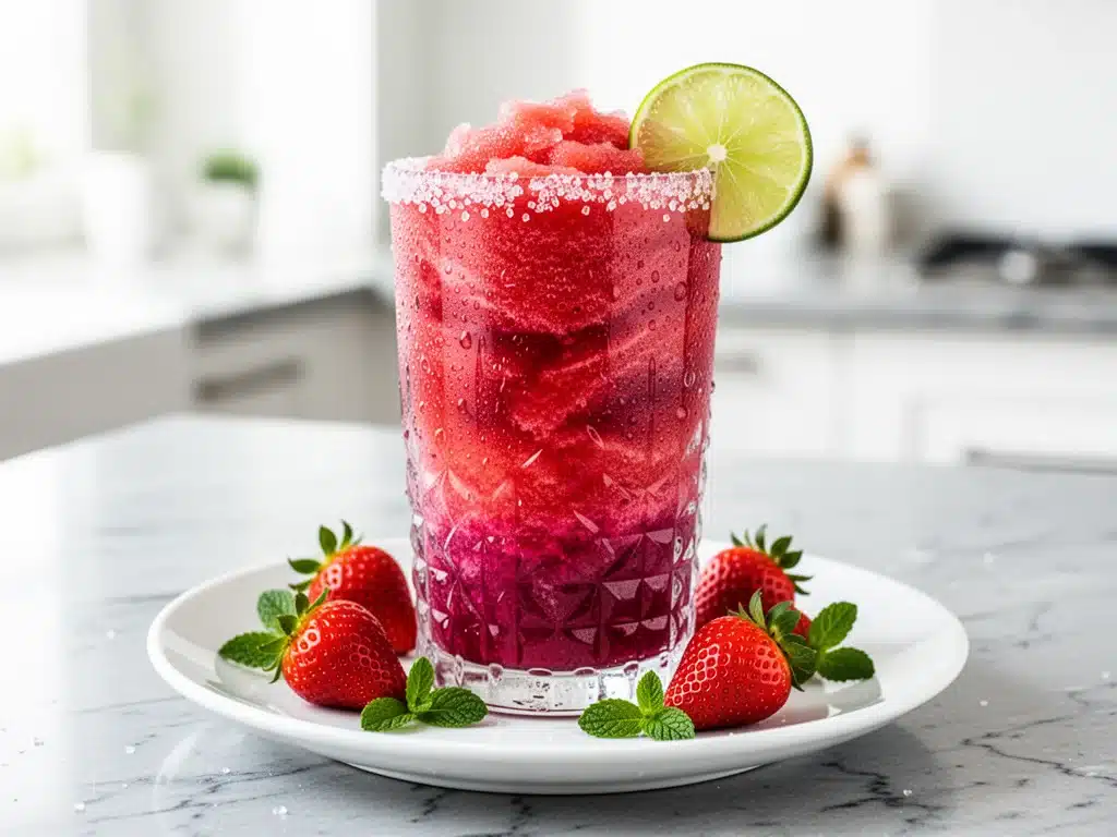 frozen strawberry daiquiri mocktail - featured image