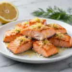 garlic butter salmon bites - featured image