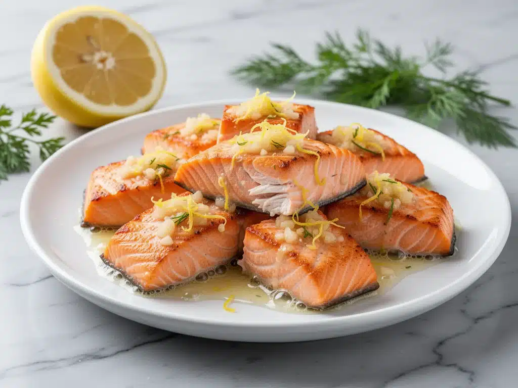 garlic butter salmon bites - featured image