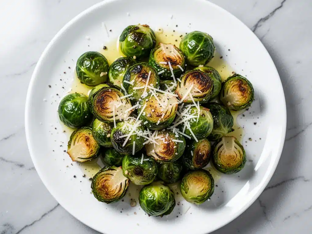 Garlic Parmesan Roasted Brussels Sprouts: Best Crispy Edges 4 Garlic Parmesan Roasted Brussels Sprouts preparation steps
