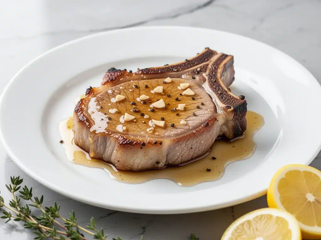 honey garlic butter pork chops - featured image