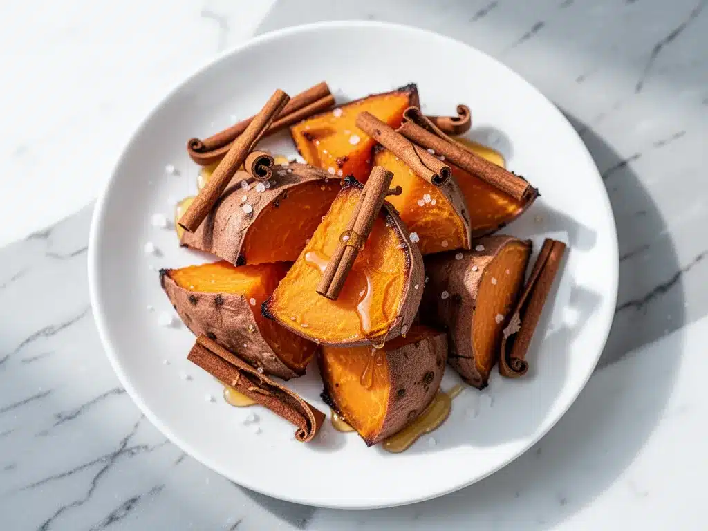 Honey Glazed Roasted Sweet Potatoes with Fresh Cinnamon 4 honey glazed roasted sweet potatoes preparation steps