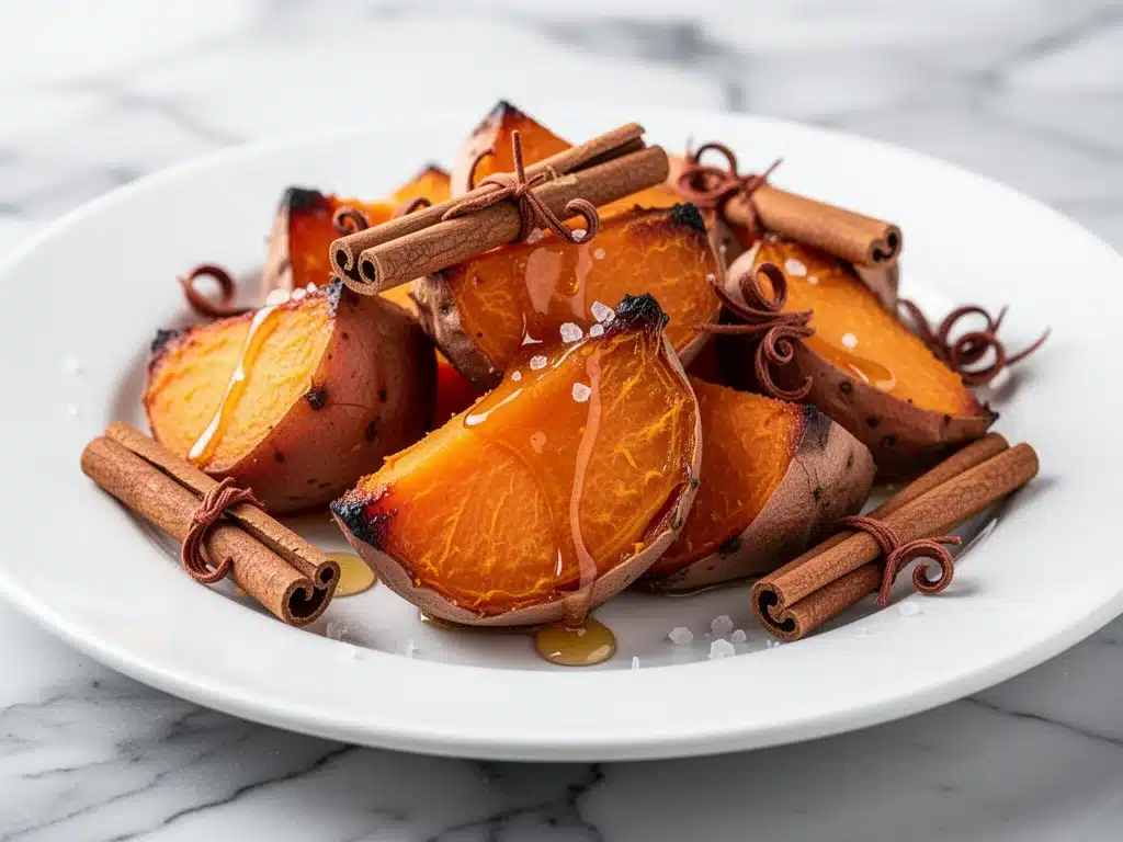 honey glazed roasted sweet potatoes - featured image