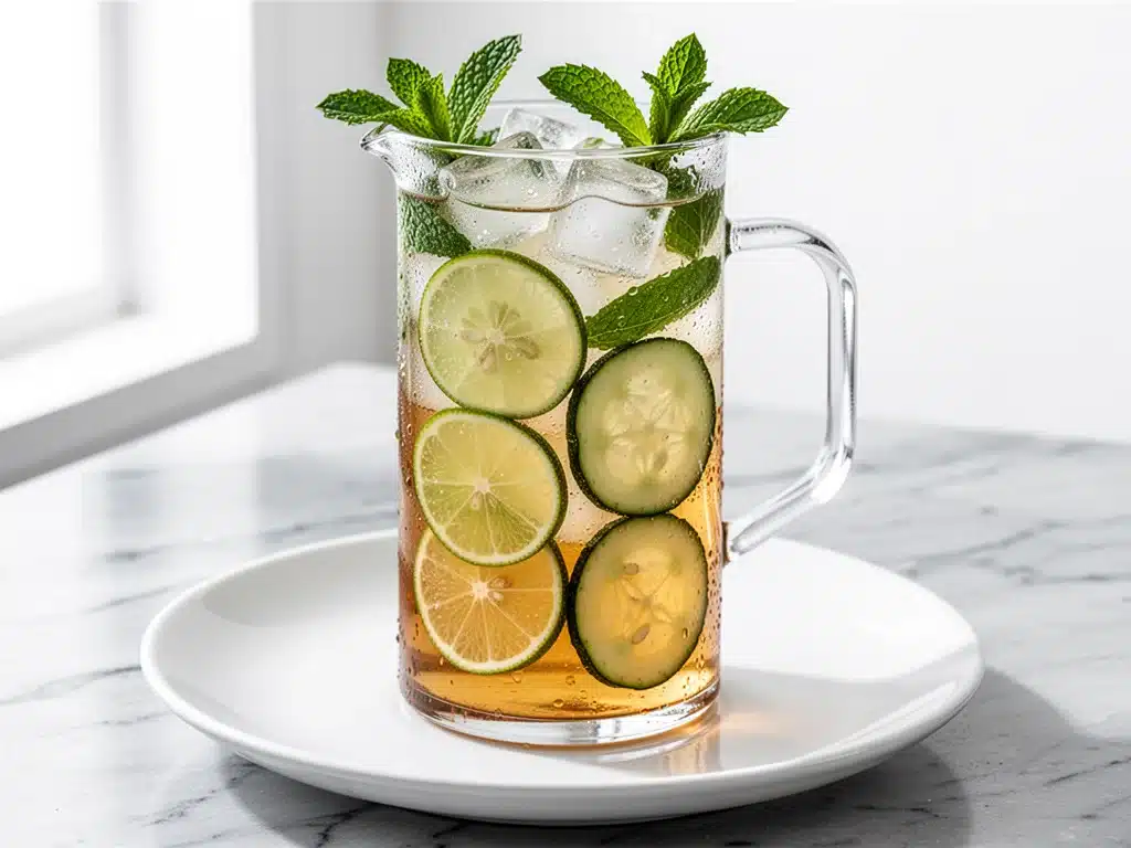 iced cucumber mint lemonade - featured image