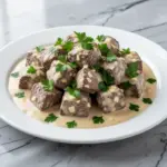 keto creamy garlic butter steak bites - featured image