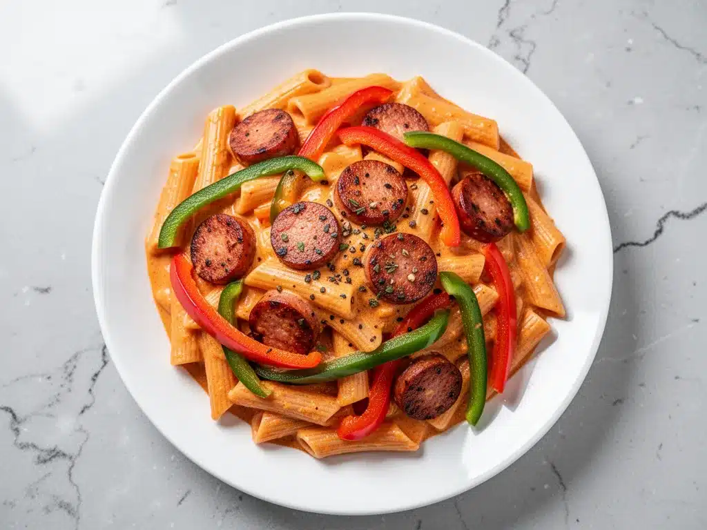 One-Pot Creamy Cajun Sausage Pasta: Easy Weeknight Dinner 4 One-Pot Creamy Cajun Sausage Pasta preparation steps