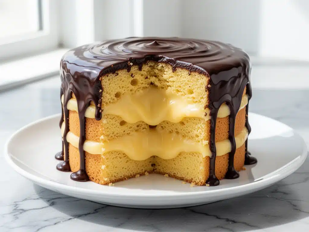 Boston cream poke cake - featured image