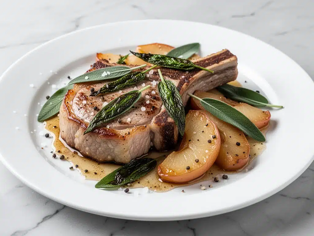 brown butter sage pork chops - featured image