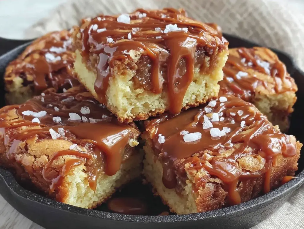 brown butter salted caramel blondies - featured image