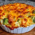 cheesy chicken broccoli rice casserole - featured image