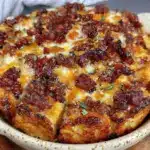 cheesy sausage and egg breakfast casserole - featured image