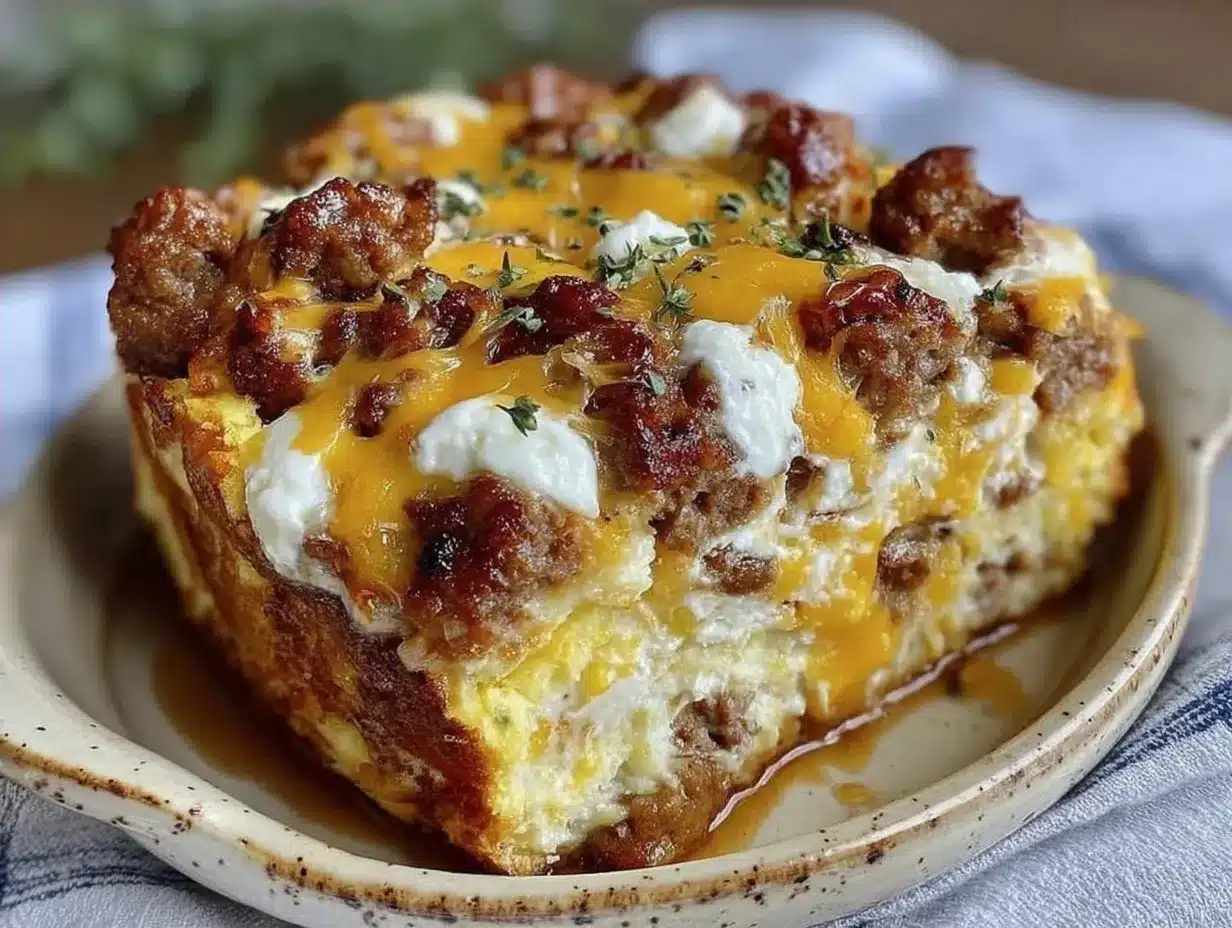 Cheesy Sausage and Egg Breakfast Casserole: Cheap Family Meal 4 cheesy sausage and egg breakfast casserole preparation steps