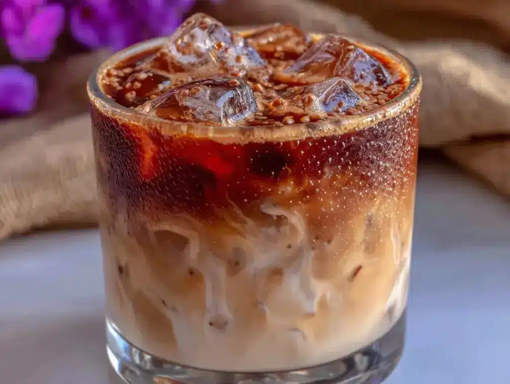 creamy vanilla bean iced coffee - featured image