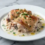 crockpot creamy garlic butter chicken thighs - featured image