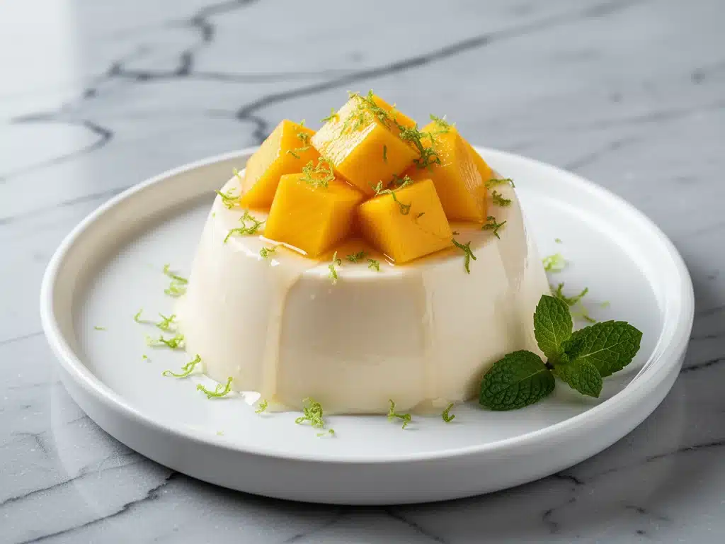 dairy-free coconut mango panna cotta - featured image