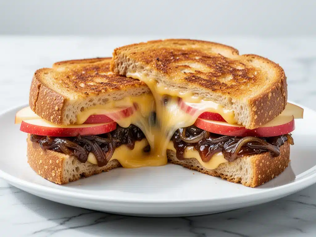 fall apple cheddar grilled cheese - featured image