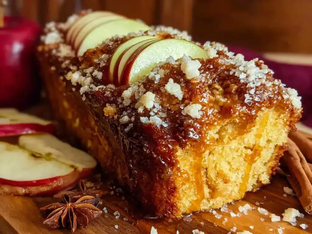 fall brown butter apple cider donut loaf - featured image