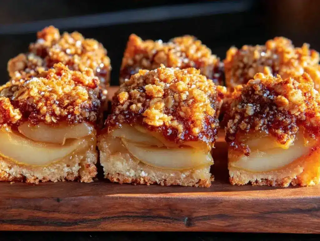 fall spiced pear and ginger crumble bars - featured image