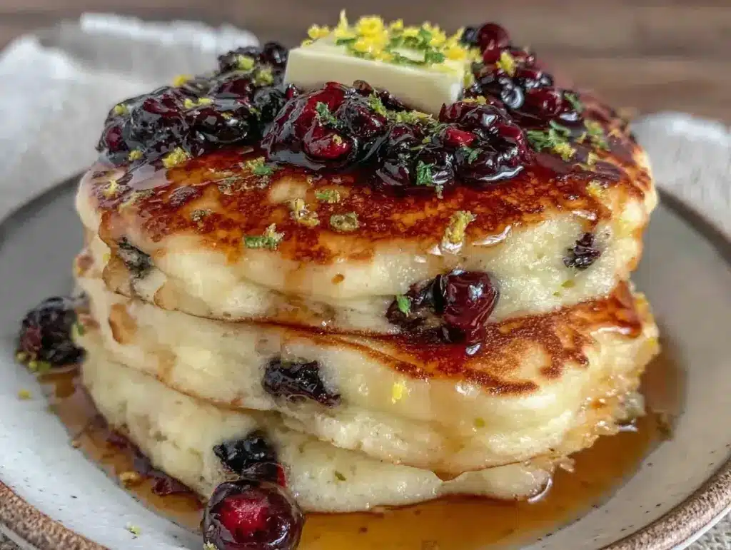 fluffy buttermilk blueberry pancakes - featured image