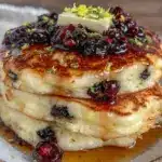 fluffy buttermilk blueberry pancakes - featured image