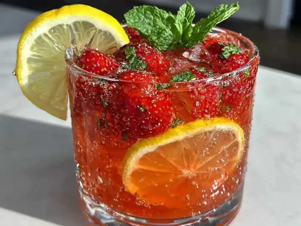 fresh strawberry lemonade with mint - featured image