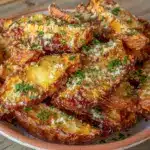 garlic parmesan roasted sweet potato wedges - featured image