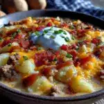 ground beef cheeseburger potato soup - featured image