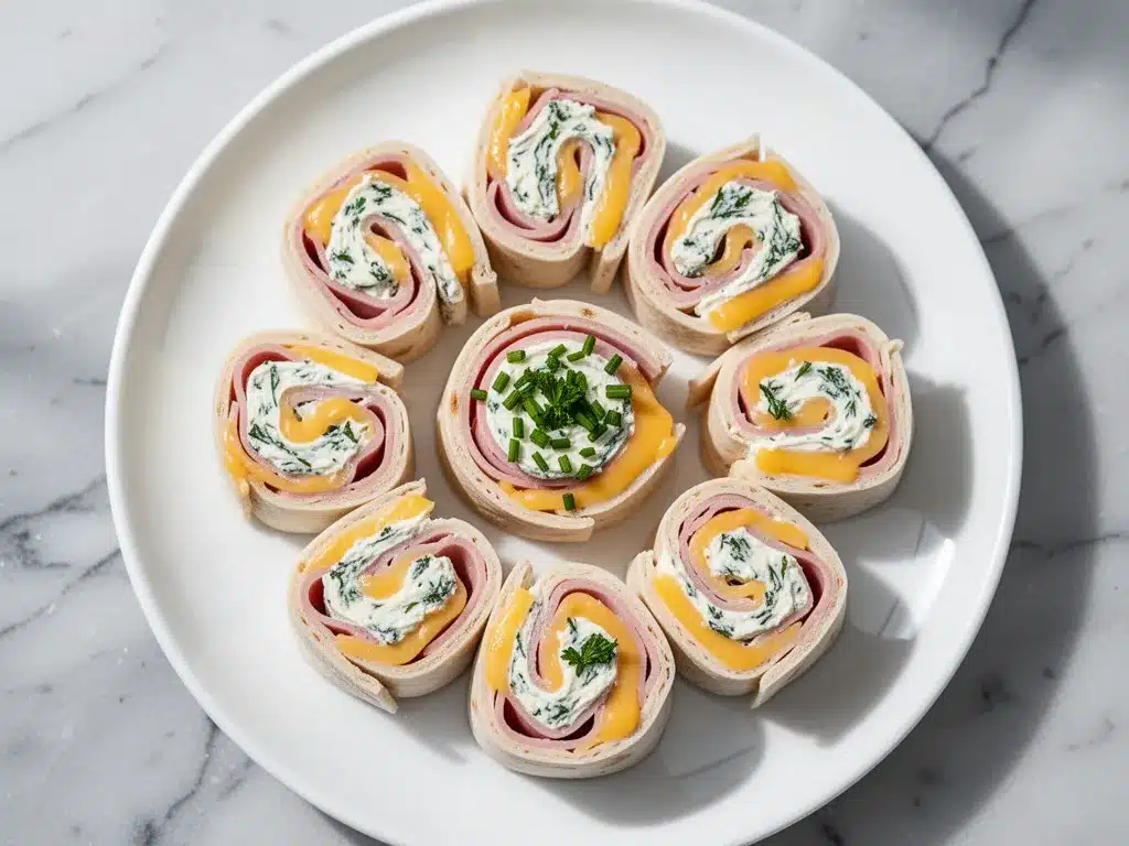 Ham and Cheese Tortilla Pinwheel Bites: Best Easy Party Appetizer 4 Ham and Cheese Tortilla Pinwheel Bites preparation steps