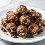 high-protein chocolate peanut butter no-bake energy bites - featured image