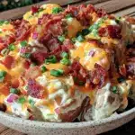 loaded baked potato salad with bacon - featured image