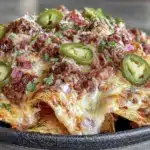 loaded cheesy nachos with ground beef - featured image