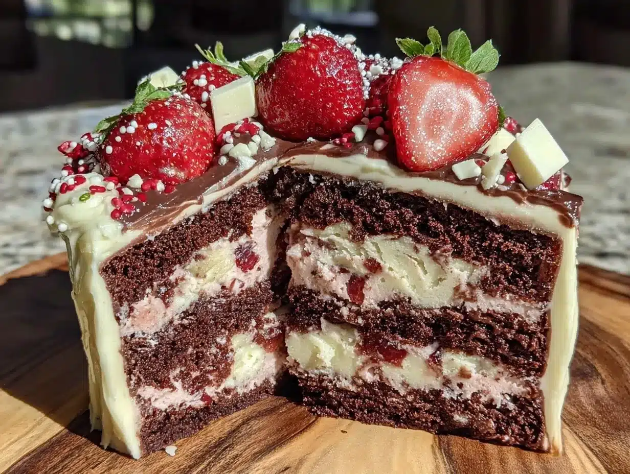 Neapolitan Layer Cake: 5-Ingredient Fresh Strawberry Buttercream 4 Neapolitan layer cake preparation steps