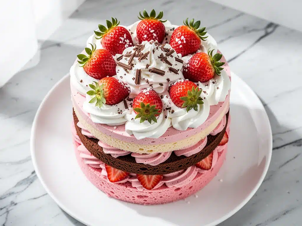 Bakery Style Neapolitan Layer Cake: Best Strawberry Buttercream 4 Neapolitan layer cake preparation steps