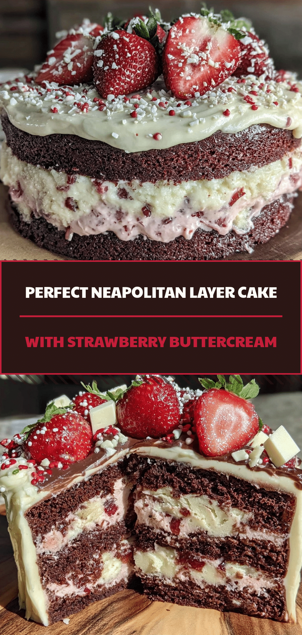 Neapolitan Layer Cake: 5-Ingredient Fresh Strawberry Buttercream 5 Neapolitan layer cake recipe