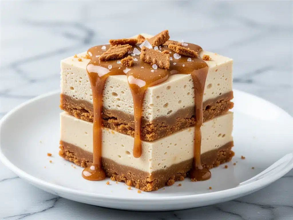 no-bake biscoff cheesecake bars - featured image
