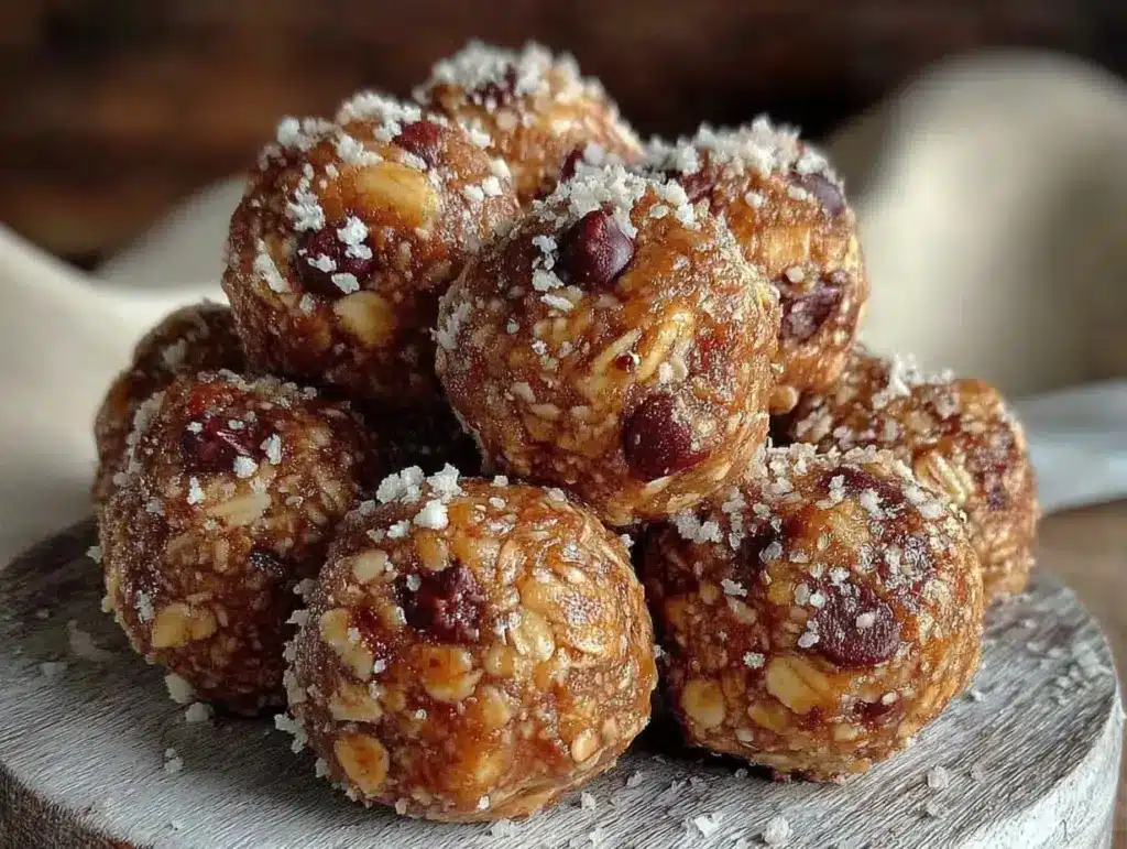 no bake peanut butter banana energy bites - featured image