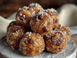 no bake peanut butter banana energy bites - featured image