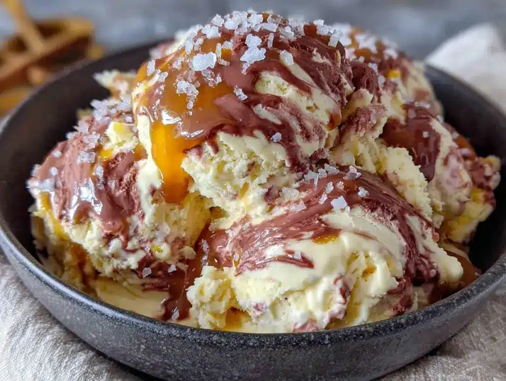 no-churn salted caramel ice cream - featured image