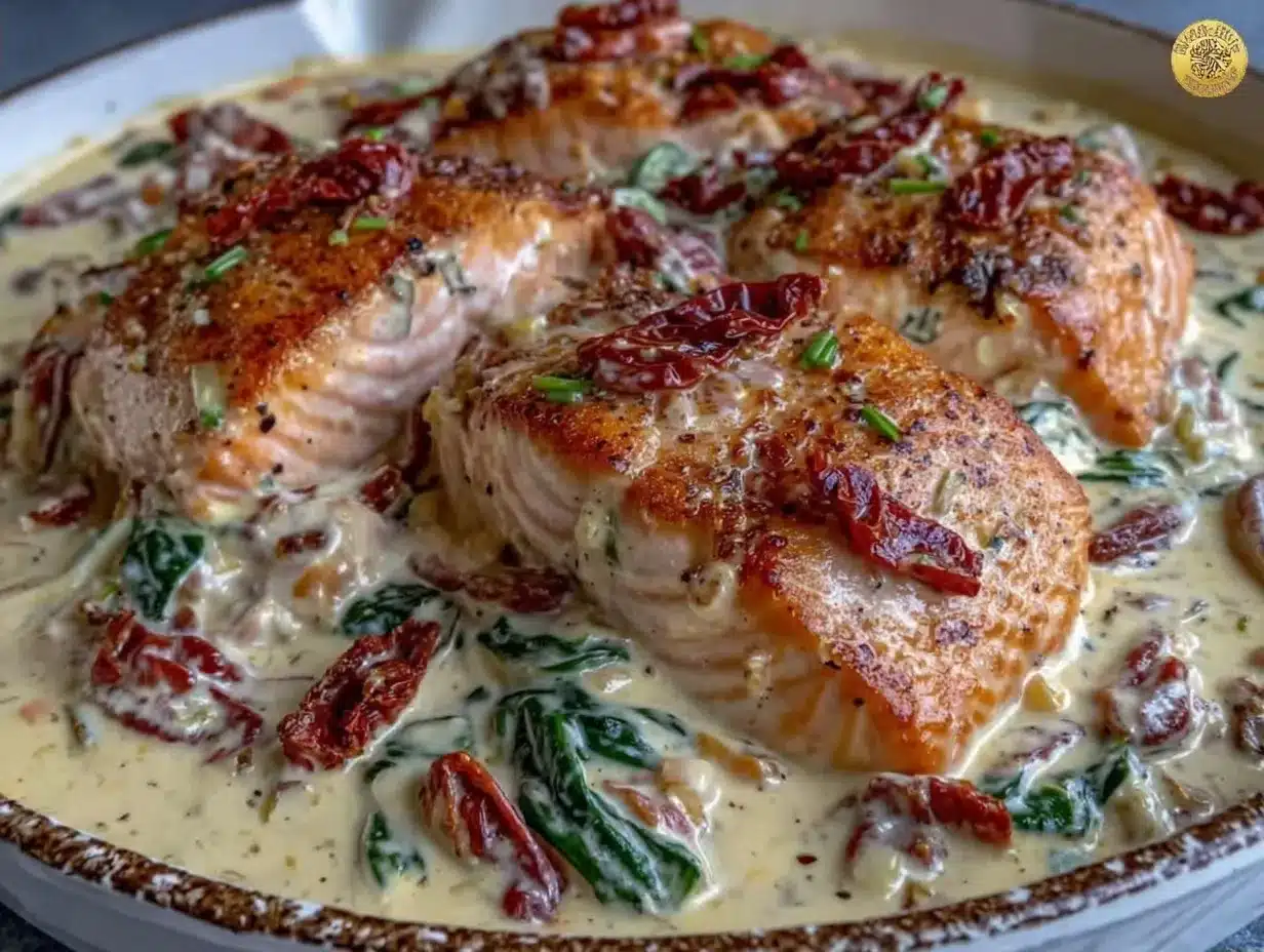 One Pan Creamy Tuscan Salmon: Easy Family Dinner Under $15 4 one pan creamy tuscan salmon preparation steps