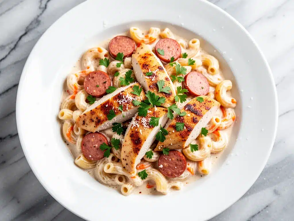 One-Pot Creamy Cajun Chicken and Sausage Pasta 4 One-Pot Creamy Cajun Chicken and Sausage Pasta preparation steps