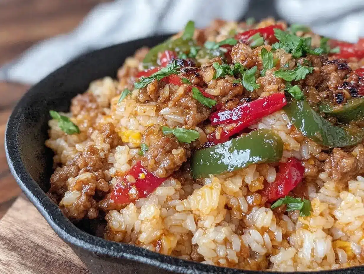 One-Pot Ground Beef and Rice Skillet: 5-Ingredient Family Dinner 4 one-pot ground beef and rice skillet preparation steps