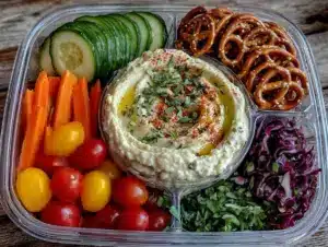 Home 2 rainbow veggie hummus snack box - featured image